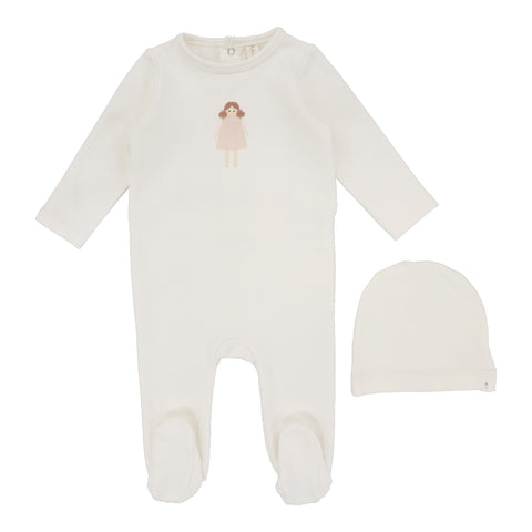 Lilette Milk/Doll Handdrawn Footie Set