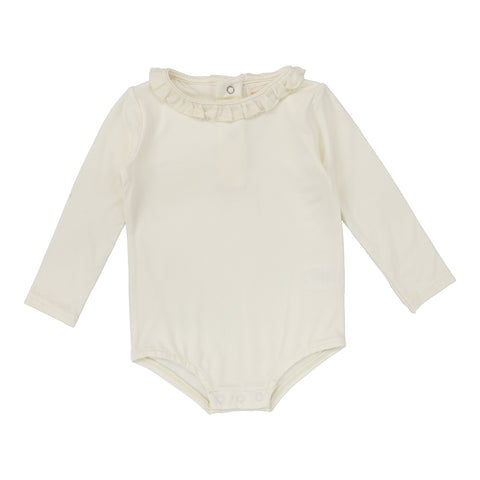 Lil Legs Cream Ruffle Collar Onesie