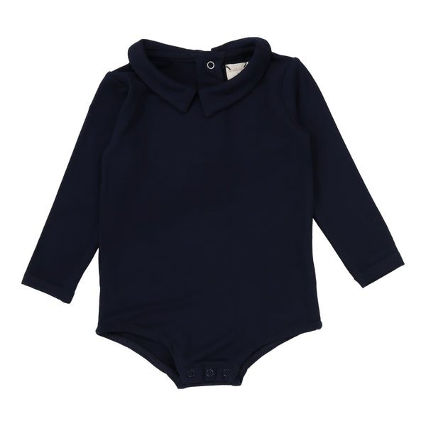 Lil Legs Navy Collar Onesie