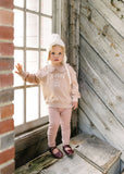 Lil Legs Bud Pink Varsity Crest Girls Sweatshirt Set