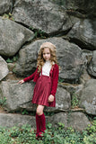 Lil Legs Analogie Deep Red Knife Pleated Suspender Skirt