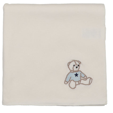Lilette Blue And Cream Sweet Bear Blanket
