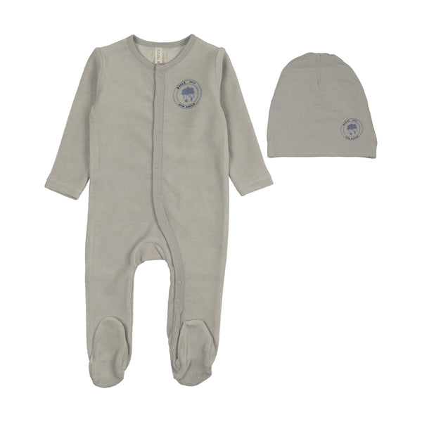 Lilette Pale Blue Velour Snap Down Footie Set
