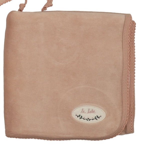 Lilette Dusty Pink Velour Patch Blanket