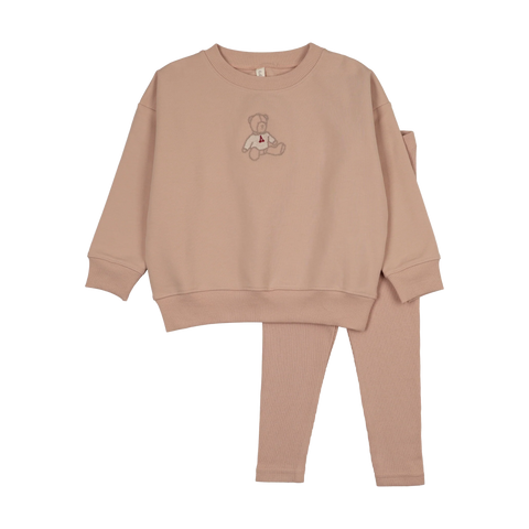 Lilette Dusty Pink Sweet Bear Toddler Set