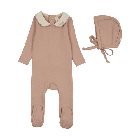 Lilette Dusty Pink Le Bebe Pointelle Footie Set