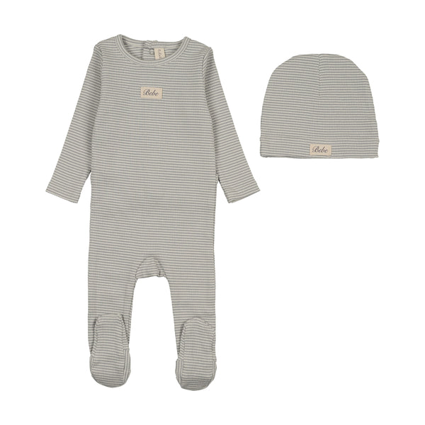 Lilette Light Blue Striped Bebe Footie Set