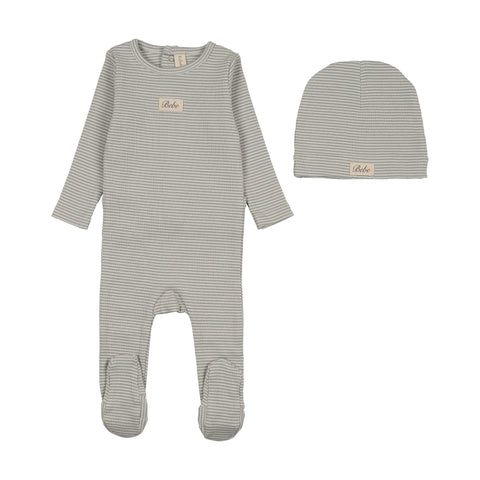 Lilette Light Blue Striped Bebe Footie Set