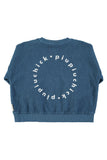 Piupiuchick Blue Ribbed Logo Sweatshirt