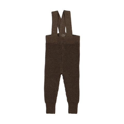 Lil Legs Heather Brown Waffle Knit Long Overalls