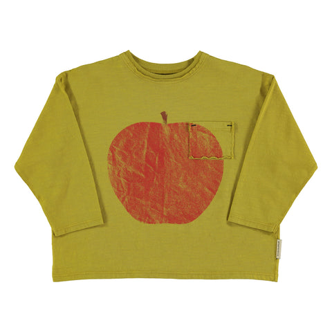 Piupiuchick Olive Green with Red Apple Printed T-shirt