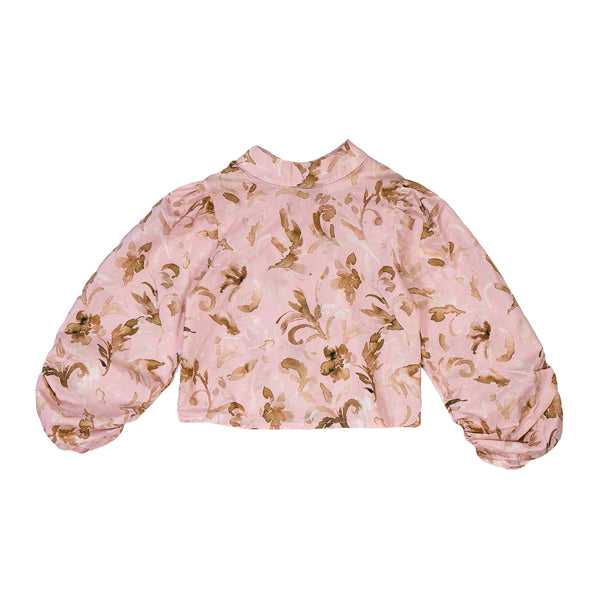 Atelier Parsmei Pink Green Floral Tie Back Medlock Blouse