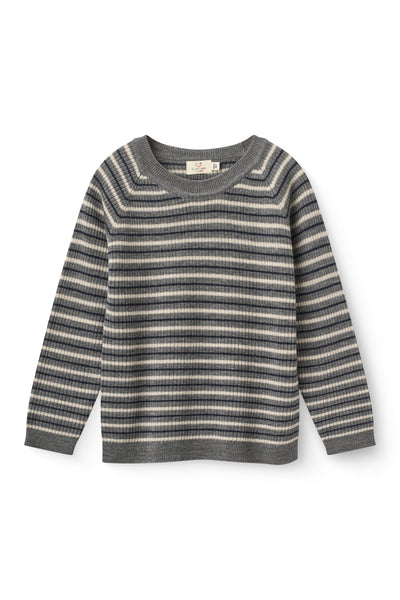 Copenhagen Colors Grey Stripe Merino Rib Sweater