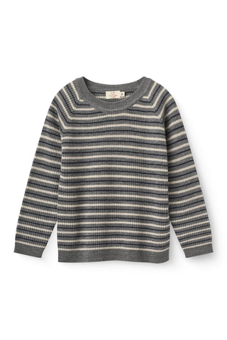 Copenhagen Colors Grey Stripe Merino Rib Sweater