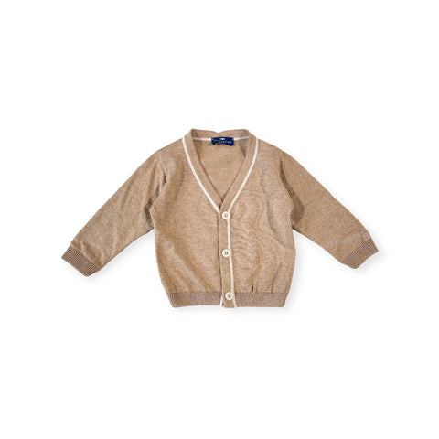 Manuell & Frank Beige with Ivory Trim Cardigan