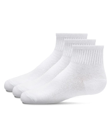 Memoi White Mid Cut Cotton Blend Socks 3 Pack