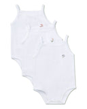 Minimoi White Ribbed Floral Bouquet Undershirts