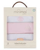 Minimoi White/Pink Playful Bunny Bodysuits