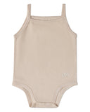 Minimoi White/Tan Playful Bunny Bodysuits