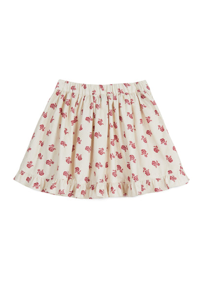 Mipounet Adela Red Printed Corduroy Longer Length Skirt