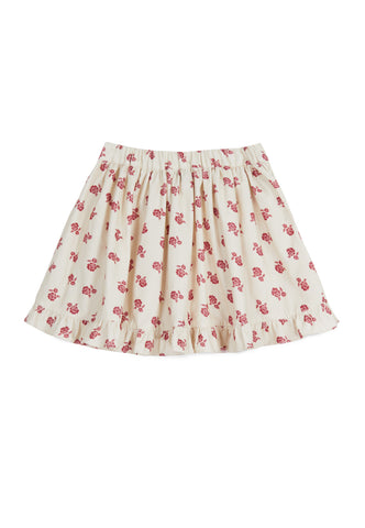Mipounet Adela Red Printed Corduroy Longer Length Skirt