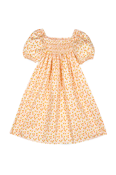 Mipounet Cream/Multicolor Printed Claire Satin Dress
