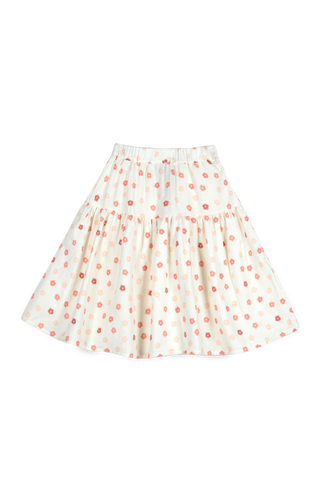 Mipounet Cream/Coral Flower Muslin Mia Skirt