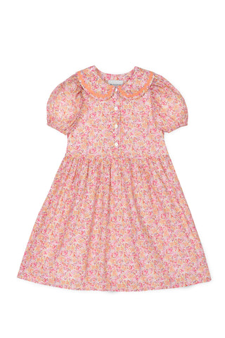 Mipounet Coral/Multicolor Voile Victoria Dress