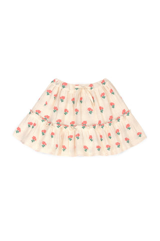 Mipounet Ecru/Coral Jacquard Smocked Coraline Skirt