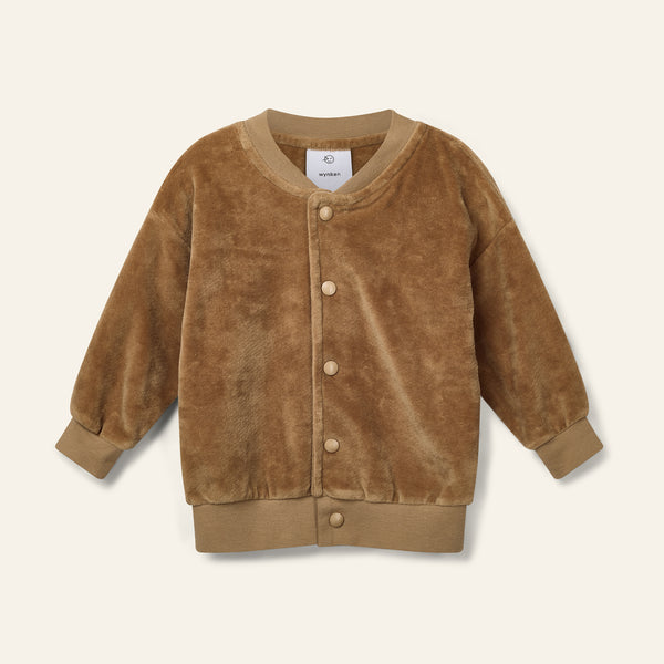 Wynken Rich Tan Velour Baby Bomber + Sweatpant Set