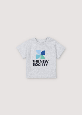 The New Society Baby Grey Melange Mykonos Logo Tee