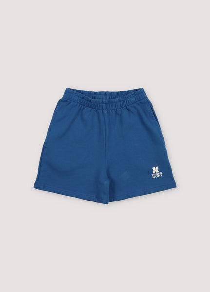 The New Society Cobalt Mykonos Logo Bermuda Shorts