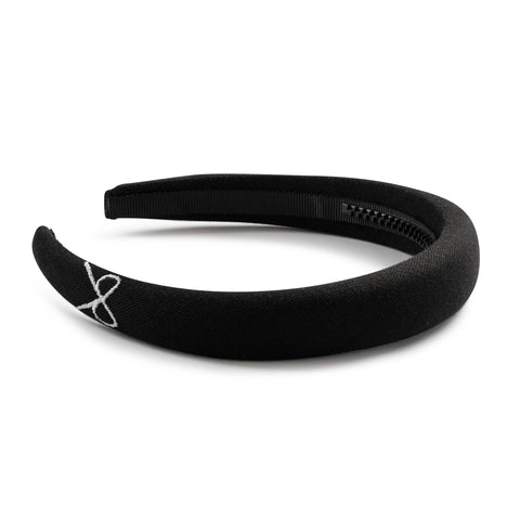Halo Luxe Black Marshmallow Signature Bow Logo Padded Headband