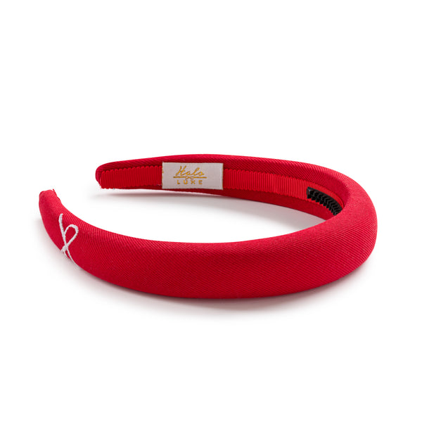 Halo Luxe Red Marshmallow Signature Bow Logo Padded Headband