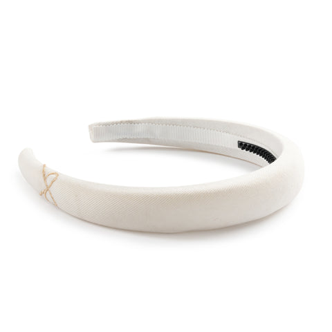 Halo Luxe White Marshmallow Signature Bow Logo Padded Headband