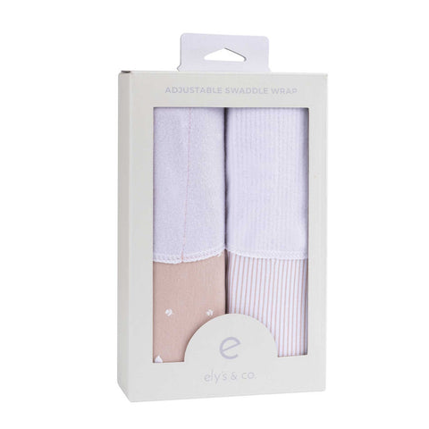 Elys & Co Tulips + Pink Stripes Adjustable Swaddle Set