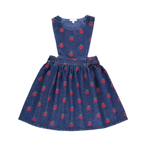 Bebe Organic Minnie Apple Denim Apron Dress