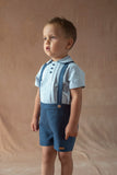 Popelin Navy Linen Shorts with Straps