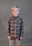 Popelin Brown Plaid Collared Shirt