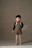 Popelin Brown Herringbone Woolen Collar Dungaree