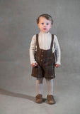 Popelin Brown Plaid Cross Strap Dungarees