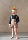 Popelin Beige Plaid Woolen Overall