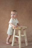 Popelin Sand Oxford 2 Tone Collared Jumpsuit