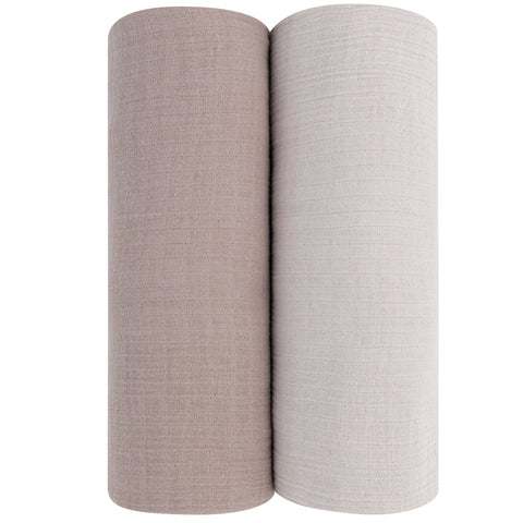 Ely's & Co Taupe + Pebble Grey Muslin Swaddle Pack