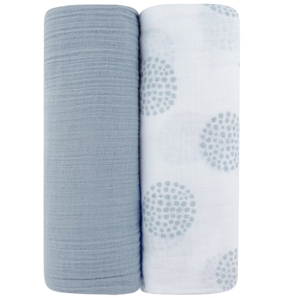 Ely's & Co Misty Dot Blue Muslin Swaddle Pack