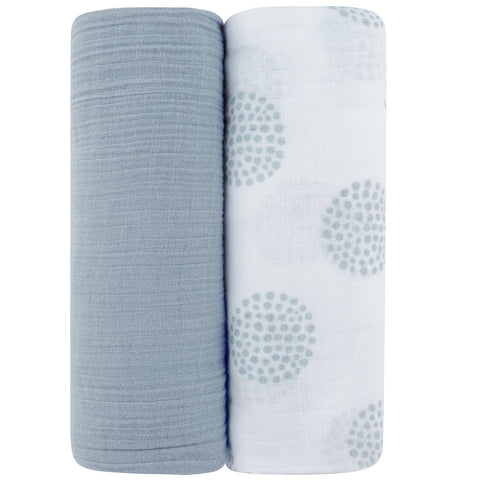 Ely's & Co Misty Dot Blue Muslin Swaddle Pack