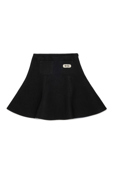 N21 Black Crochet Logo Neoprene Skirt