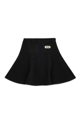 N21 Black Crochet Logo Neoprene Skirt