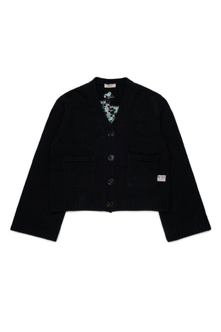 N21 Black Basic Jacquard Flowers Knit Cardigan