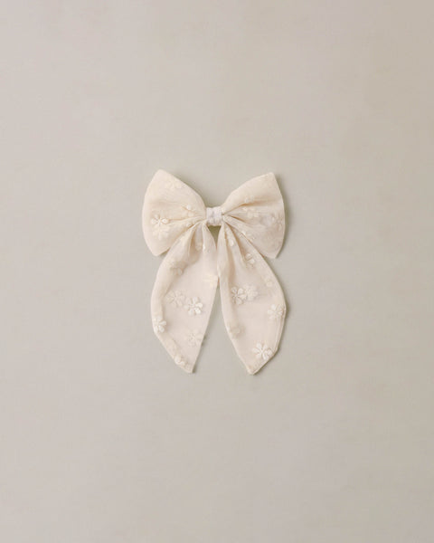 Noralee Natural Embroidered Daisy Everly Bow